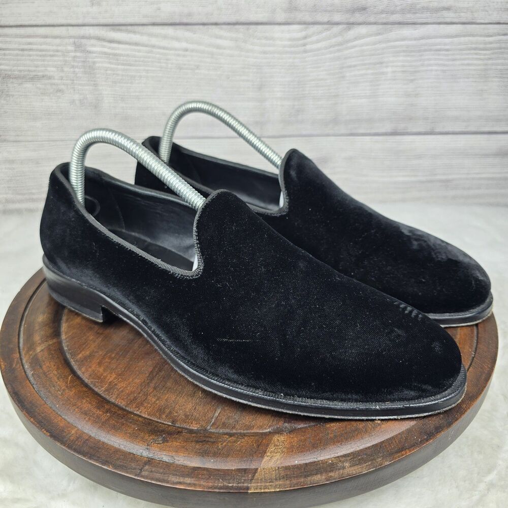 SUITSUPPLY Mens Velour Black Formal Preppy Loafer Shoe Size 41 Made In Italy
